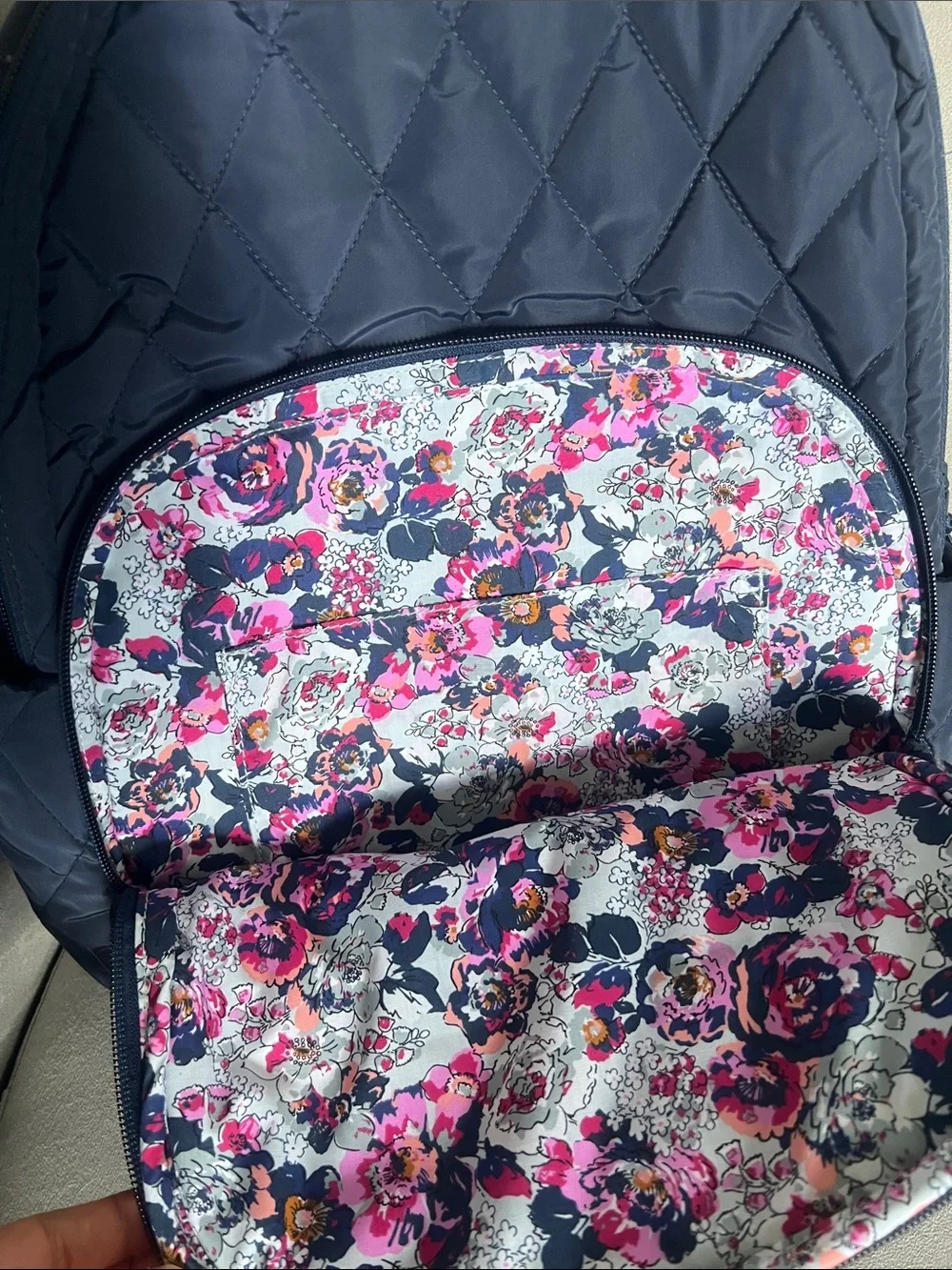 Vera Bradley Quilted Navy Diamond-Pattern Backpack